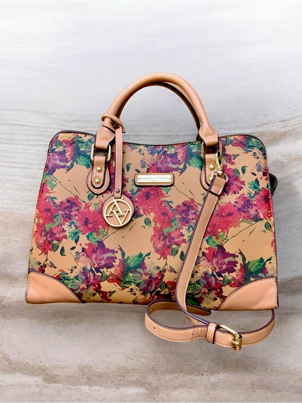 Adrienne Vittadini Studio Floral Design Satchel - Picture 2 of 15